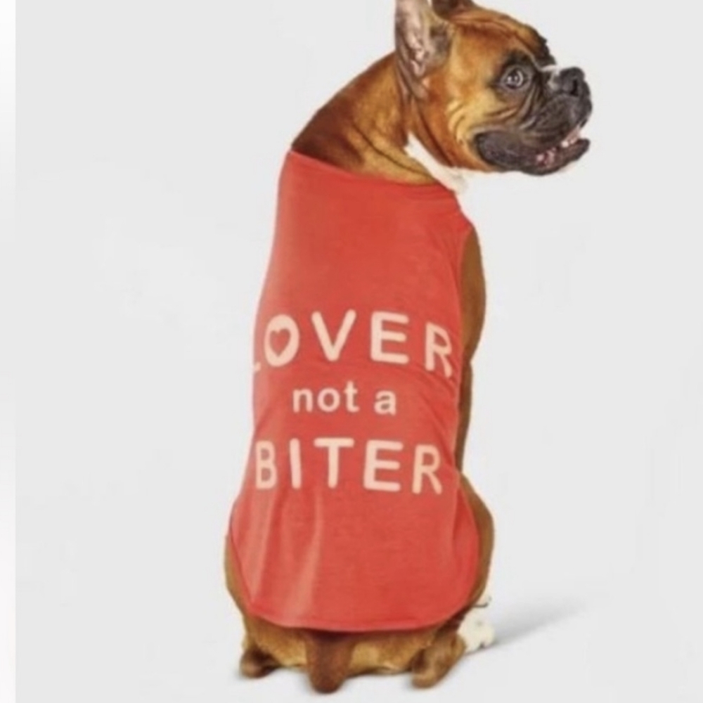 $5 Coral LARGE DOG LOVER not a BITER Tank Top Pet Apparel Boots & Barkley